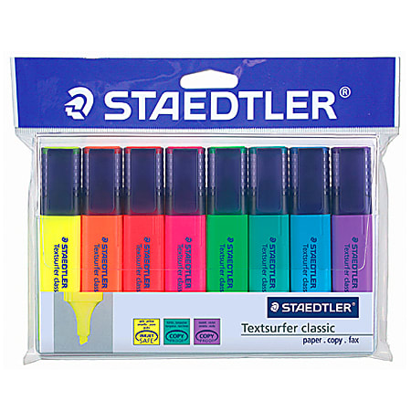 Staedtler® TextSurfer Classic Highlighter, Assorted Colors, Pack Of 8