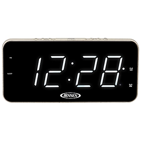 Jensen JCR-212 AM/FM Digital Dual-Alarm Clock Radio, 7.56”H x 3.74”W x 0.98”D, Black