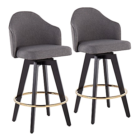 LumiSource Ahoy Fabric Counter Stools, Black/Gray, Set Of 2 Stools