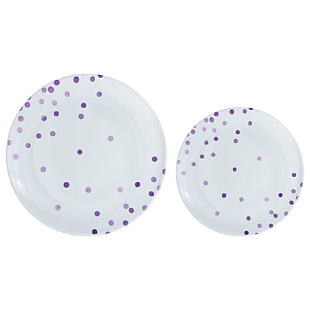 Amscan Round Hot-Stamped Plastic Plates, Purple, Pack Of 20 Plates