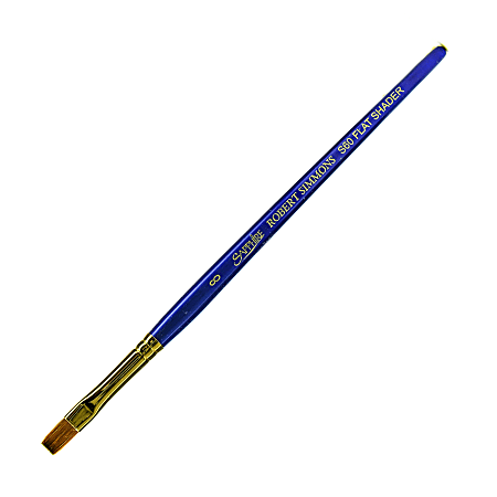Robert Simmons S60 Sapphire Series Short-Handle Paint Brush, Size 8, Shader Bristle, Sable/Synthetic, Blue