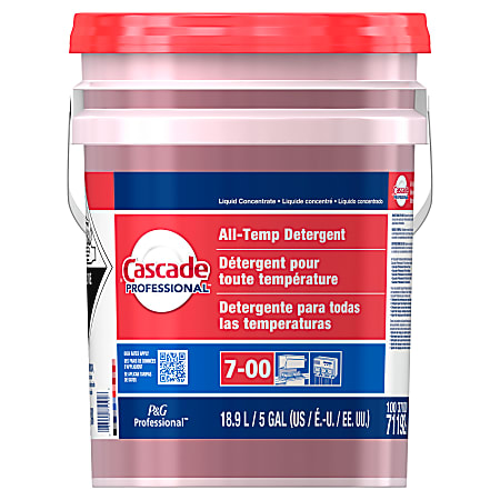 Cascade Professional All-Temperature Rinse Aid Detergent, Closed Loop, 5 Gallon, Red