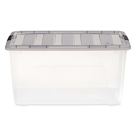 Iris&reg; Stack &amp; Pull&trade; Storage Boxes, 18 Gallon, Clear/Gray, Set Of 3 Boxes
