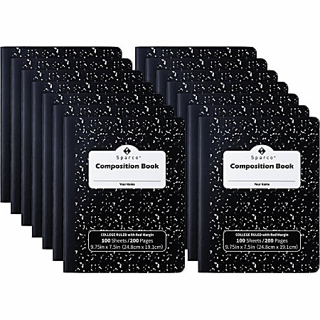 Sparco™ Composition Notebook, College Ruled, 100 Sheets, Pack Of 12