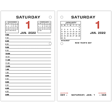 AT-A-GLANCE® Daily Desk Calendar Refill, 3-1/2" x 6", January To December 2022, E01750