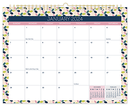2024 Office Depot® Brand Monthly Wall Calendar, 11”
