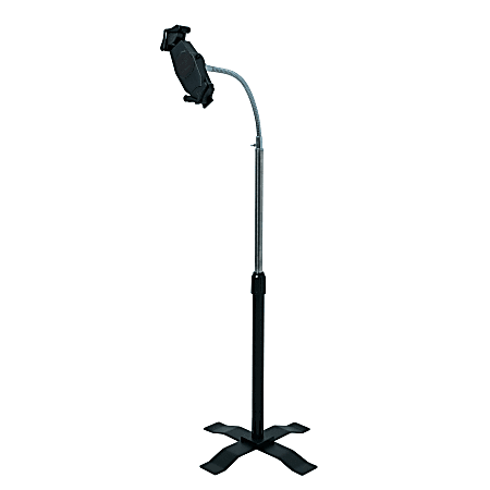 CTA Digital Height-Adjustable Gooseneck Floor Stand for 7-13 Inch Tablets - Up to 13" Screen Support - 55" Height - Floor - Acrylonitrile Butadiene Styrene (ABS), Steel, Metal