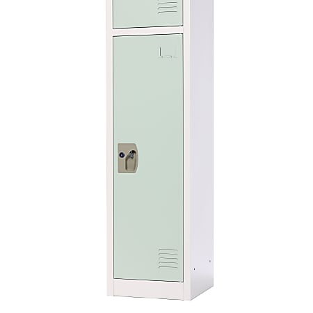 Alpine 1-Tier Steel Lockers, 72”H x 12”W x 12”D, Misty Green, Set Of 2 Lockers
