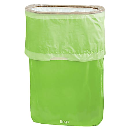 Amscan Pop-Up Plastic Trash Fling Bins, 13 Gallons, Kiwi Green, Pack Of 3 Bins