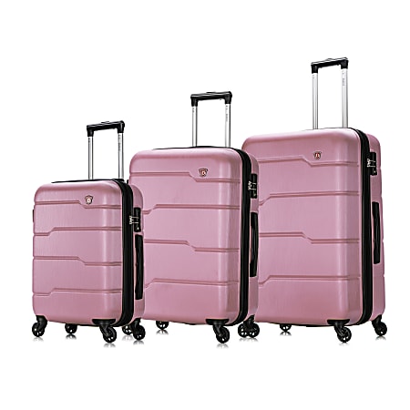 DUKAP RODEZ ABS Expandable Rolling Luggage Set, Rose Gold, Set Of 3 Pieces