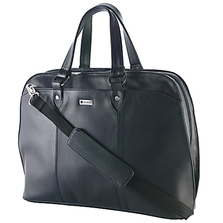 FORAY Leather Single Compartment Ladies Computer Tote Black