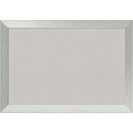Amanti Art Cork Bulletin Board, 40" x 28", Gray, Brushed Sterling Silver Wood Frame