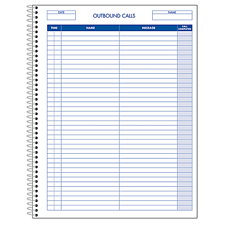 Office Depot® Brand Inbound/Outbound Call Register, 11" x 8 1/2", 50 Sheets