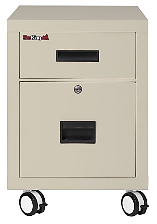 FireKing 30-Minute Fire-Rated 18"W Vertical 2-Drawer Mobile Locking Fireproof File Cabinet, Metal, Parchment, Dock-to-Dock Delivery