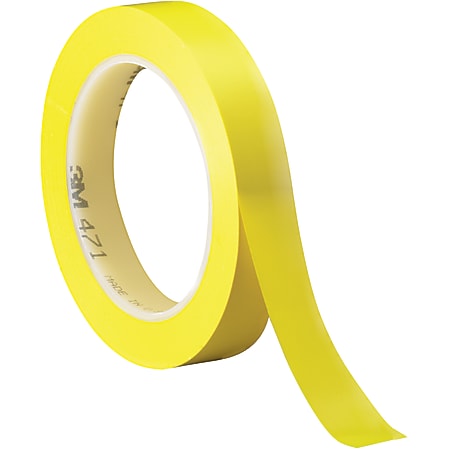 3M™ 471 Vinyl Tape, 3" Core, 0.75" x 36 Yd., Yellow, Case Of 3