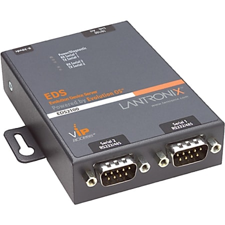 Lantronix 2-Port Secure Serial (RS232/ RS422/ RS485) to Ethernet Gateway; Embedded Linux OS Support; SDK; International 110-240 VAC