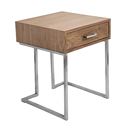 Lumisource Roman Contemporary End Table, Walnut/Stainless Steel