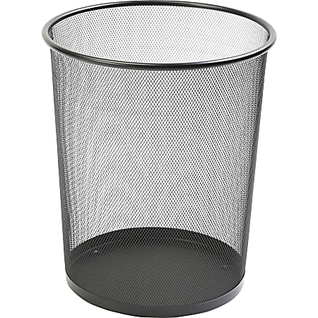 Lorell® Mesh Waste Bin, Round, Black