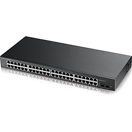 ZyXEL GS1900-48 L2 Web Managed 48-Port GbE Rackmount Switch with 2 SFP, Total 50-Ports - 48 Ports - Web Managed- 48 x RJ-45 - 2 x Expansion Slots - 10/100/1000Base-T, 1000Base-X - Desktop, Rack-mountable