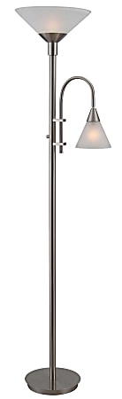 Kenroy Home Brady Torchiere Floor Lamp, 71-1/2"H, Frosted White Shade/Brushed Steel Base