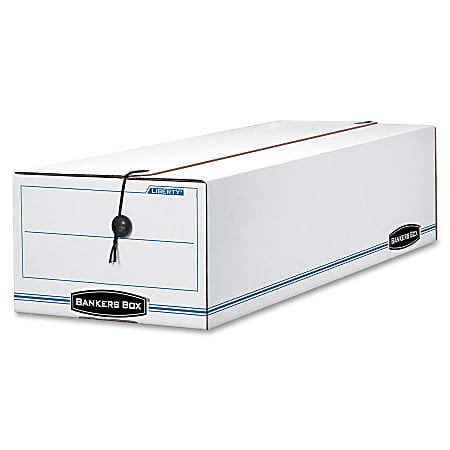 Bankers Box® Liberty® Corrugated Storage Boxes, 4 1/2" x 6 1/4" x 24", White/Blue, Case Of 12