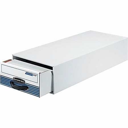 Bankers Box® Medium-Duty Storage Drawers, 5 1/4" x 10 1/2" x 25 1/4", White/Blue, Case Of 12
