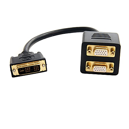 StarTech.com DVI-I Analog to 2x VGA Video Splitter Cable, 1', Black