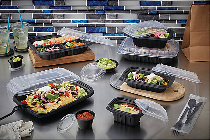 Pactiv EarthChoice Entree2Go Takeout Container, 24 oz, 8.66 x 5.75 x 1.97, Black, Plastic, 300/Carton