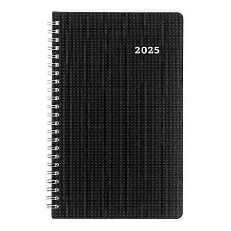 2025 Brownline DuraFlex Weekly Appointment Planner, 8" x 5", 50% Recycled, Black, January To December, CB75V.BLK