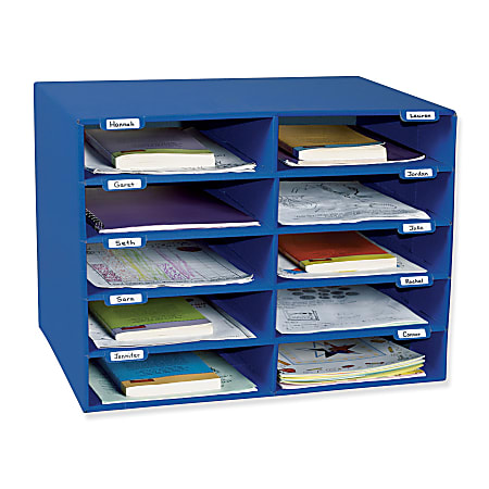 Pacon® 70% Recycled Mailbox Storage Unit, 10 Slots, Blue