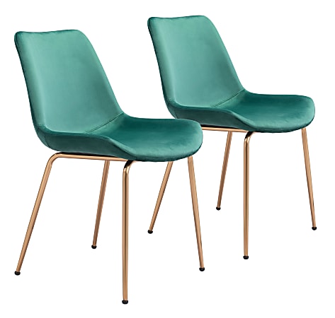 Zuo Modern Tony Dining Chairs, Green/Gold, Set Of 2 Chairs