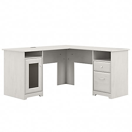 Bush Furniture Cabot 60"W L-Shaped Computer Desk, Linen White Oak, Standard Delivery