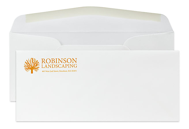 Gummed Seal, Stationery Envelopes, 4-1/8" x 9-1/2",  1 PMS Color Flat Print, Custom #10, 24 lb. CLASSIC CREST® Solar White, Box Of 250