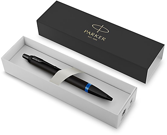 Parker® IM Ballpoint Pen, Medium Point, 0.7 mm, Satin Black/Marine Blue Barrel, Blue Ink