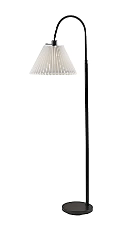 Adesso Thalia Floor Lamp, Black/White Fabric Shade
