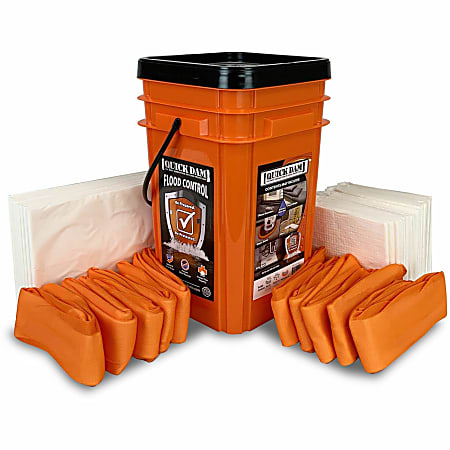 Quick Dam Compact Square Grab & Go Bucket Kits - Orange - 40 / Carton