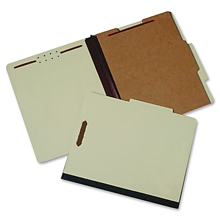 SKILCRAFT® Heavy-Duty Classification Folders, 1 Divider, 1/3 Cut, Letter Size, Light Green