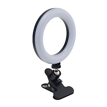 Realspace 6 LED Ring Light With Clip On Monitor Mount Or Tripod Stand Adjustable 9 58 H Black Office Depot