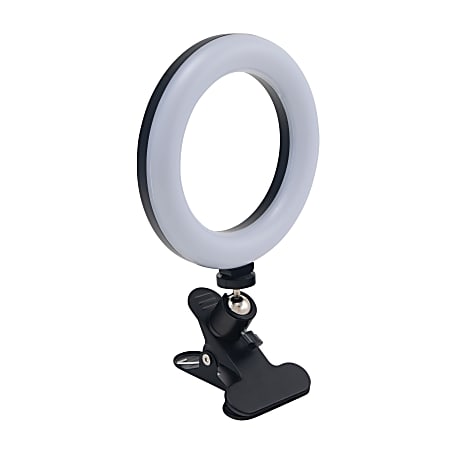 Realspace 6 LED Ring Light With Clip On Monitor Mount Or Tripod Stand  Adjustable 9 58 H Black - Office Depot