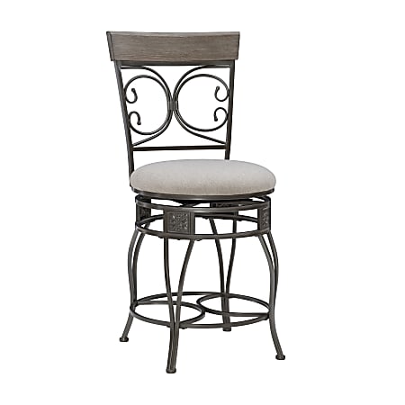 Powell Niland Big And Tall Armless Fabric Counter Stool, Gray/Pewter