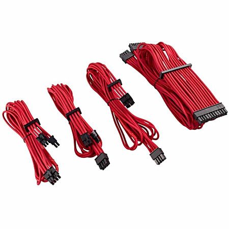 Corsair Premium Individually Sleeved PSU Cables Starter Kit Type 4 Gen 4 - Red - For Power Supply - Red - 4