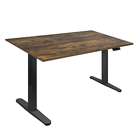 Mount-It! Dual Motor Electric 55"W Adjustable Height Standing Desk, Oak/Black