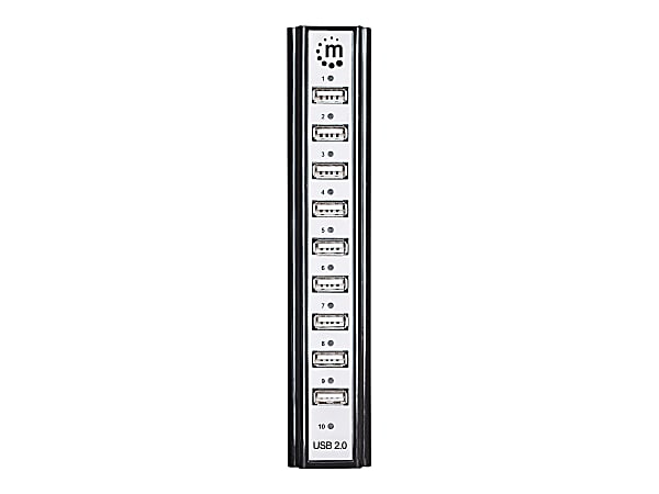 Manhattan 10-Port Hi-Speed USB Desktop Hub, AC or Bus Power