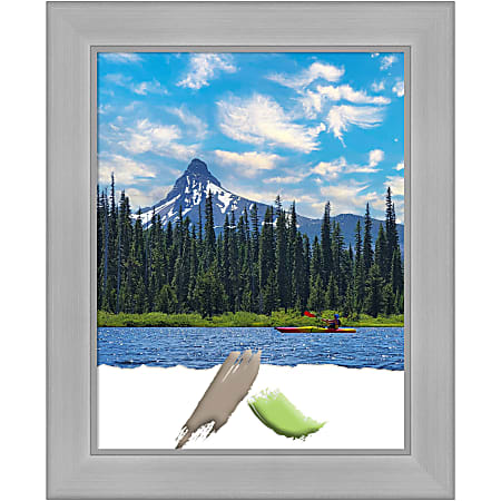 Amanti Art Picture Frame, 14" x 17", Matted For 11" x 14", Vista Brushed Nickel Narrow