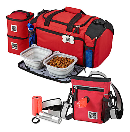 Overland Mobile Dog Gear Day/Night Walking Bag And Ultimate Week Away® Duffle Bundle, Red
