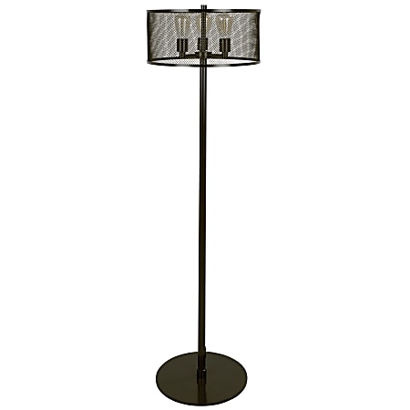 Lumisource Indy Mesh Industrial Floor Lamp, Antique Black