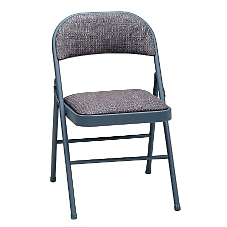 Meco Padded Steel Folding Chairs, 29 1/2"H x 18 1/2"W x 19 3/4"D, Blue Frame, Cliffside Fabric, Pack Of 4