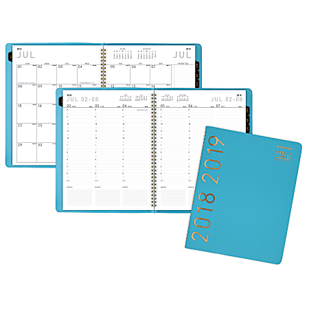 AT-A-GLANCE® Contemporary Weekly/Monthly Academic Appointment Book/Planner, 8 1/4" x 10 7/8", 30% Recycled, Teal, July 2018 to June 2019