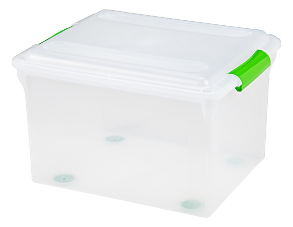 Iris® Stor N Slide File Boxes, Legal Size, Clear/Green, Pack Of 4