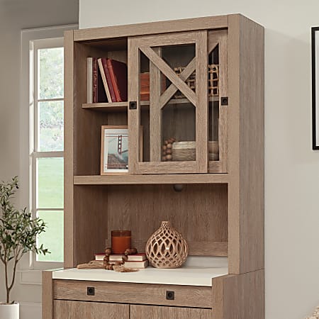 Sauder Dixon City 33 W Library Hutch Brushed Oak - Office Depot